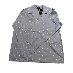 POLO RALPH LAUREN Men's All Over Polo Player Pajama Shirt Baby Blue Size 1X